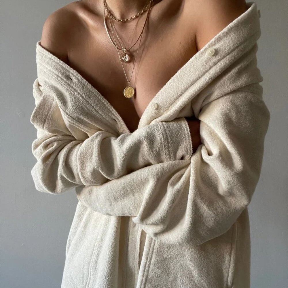 Maison des reves NY Oversized Button Up Shirt in Brushed Organic Cotton Terry - Picture 4 of 14